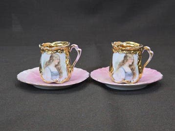 Tasse à café (2) - Porcelaine - Art Nouveau