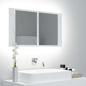vidaXL Badkamerkast met spiegel en LED 80x12x45 cm acryl wit, Verzenden, Nieuw