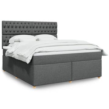 vidaXL Boxspring met matras stof donkergrijs 180x200 cm, Verzenden, Nieuw