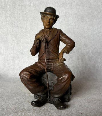 Statue, Charlie Chaplin 21.5 cm / 1.5 kg - 21.5 cm - Bronze, Antiek en Kunst