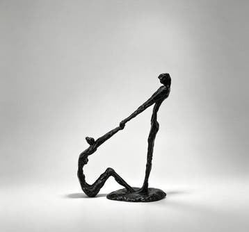 sculptuur, Mutual Support - 29 cm - Legering