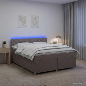 vidaXL Boxspringbed met matras met hoofdeinde Taupe 160 x, Verzenden, Nieuw