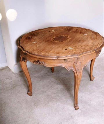 Tafel - Walnoot - Verlengbaar met inlegwerk, Antiek en Kunst