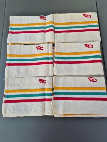 Textiel (6) - 76 cm - 52 cm - 6 oude linnen theedoeken, Antiek en Kunst