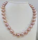 Halsketting 11,5×14 mm ronde roze Edison Pearls, Nieuw