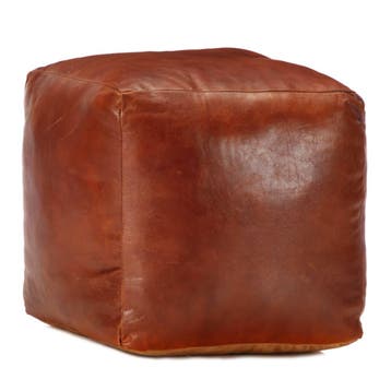 vidaXL Poef 40x40x40 cm echt geitenleer tan, Verzenden