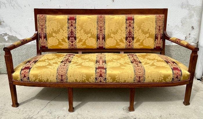 Sofa - Hout, Textiel, Antiquités & Art, Antiquités | Autres Antiquités
