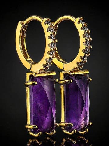 Zonder minimumprijs - Oorbellen Amethist oorbellen - 925, Nieuw