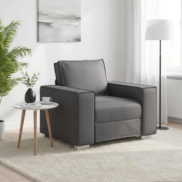 vidaXL Sofa Stoel Grijs 100 cm Kunstleer, Verzenden