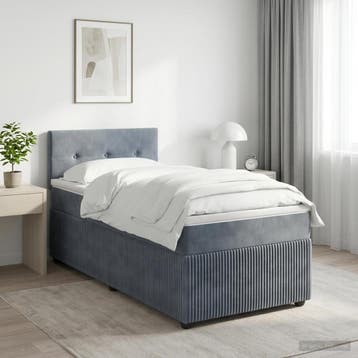 vidaXL Boxspringbed met matras Donkergrijs 90 x 200 cm, Verzenden