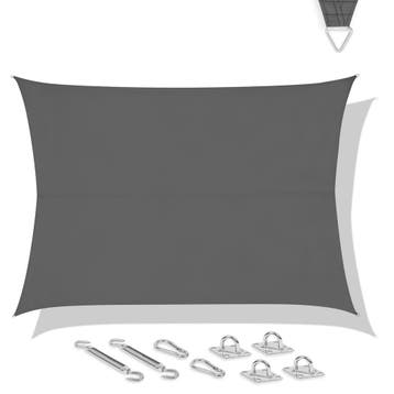 Schaduwdoek rechthoek – 400x300 cm - grijs | incl. RVS, Verzenden, Nieuw