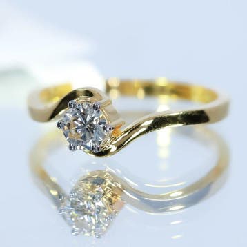 Ring - 18 karaat Geel goud - 0.34ct. tw. Diamant, Nieuw