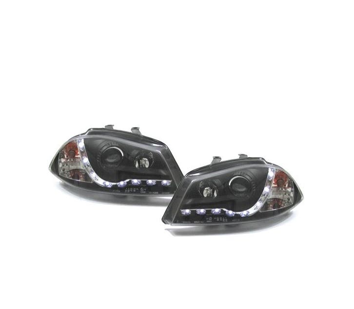 Phares Pour Seat Ibiza 6L 02-08 Diurnes Fond Noir, Auto-onderdelen, Verlichting, Verzenden
