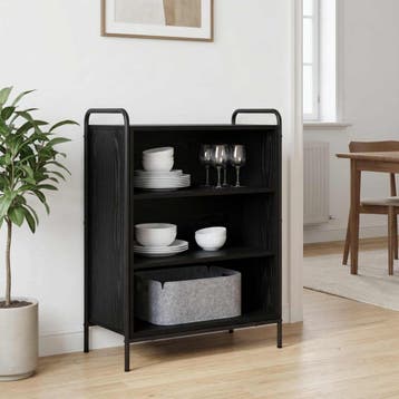 vidaXL Dressoir Zwart eiken 97 x 33 x 81 cm Bewerkt hout, Verzenden, Nieuw