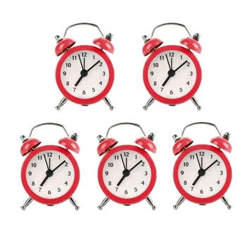 Set van 5 kleine wekkertjes, rood (op batterij), Verzenden, Nieuw