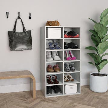 vidaXL Schoenenrek 54x34x100,5 cm bewerkt hout betongrijs, Verzenden, Nieuw