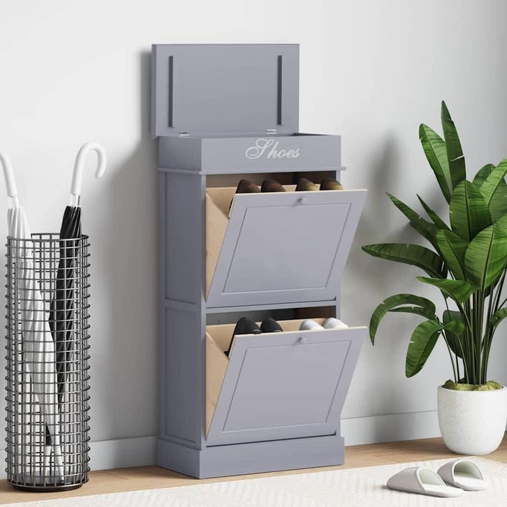 vidaXL Schoenenkast 50x28x98 cm paulowniahout grijs, Huis en Inrichting, Kasten | Schoenenkasten, Nieuw, Verzenden