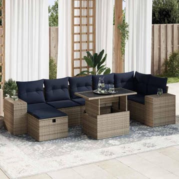 vidaXL 8-delige Loungeset met kussens poly rattan acacia, Verzenden, Nieuw, Loungeset