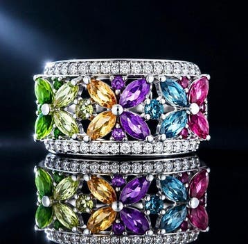 Zonder minimumprijs - Ring 925 zilver - bezet met rhodoliet
