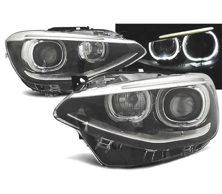 PHARES BMW F20 F21 ANGEL EYES LED FOND NOIR, Auto-onderdelen, Verlichting, Verzenden