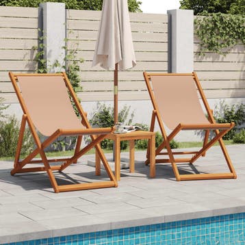 vidaXL Opklapbare stoelen, 2 stuks, taupekleurige stof en, Verzenden