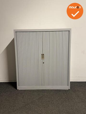 Aspa - Roldeurkast - 130x120x47 cm - Oud grijs - 3 legborden, Ophalen of Verzenden, Kast