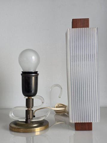Duskie lampy Mid-Century Modern – kinkiet cienny i lampka