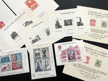 Espagne 1958 - Épreuves de luxe. Lot 29 – petites feuilles, Gestempeld