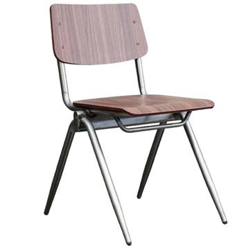 Stoel | Hout/Metaal | Donkerbruin Walnoot | Grijs Frame |, Verzenden, Nieuw in verpakking