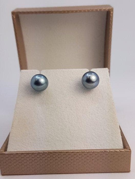 Zonder minimumprijs - Oorbellen Zilver - 9×10 mm Tahitiaanse, Bijoux, Sacs & Beauté, Boucles d'oreilles