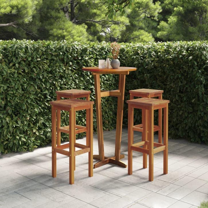 vidaXL Barkrukken 4 st massief acaciahout, Tuin en Terras, Tuinstoelen, Nieuw, Verzenden