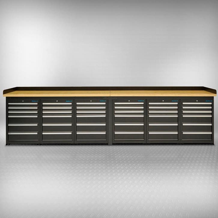 Datona Werkbank PRO - bamboe werkblad - 36 lades - 400 cm -, Doe-het-zelf en Bouw, Werkbanken, Ophalen of Verzenden