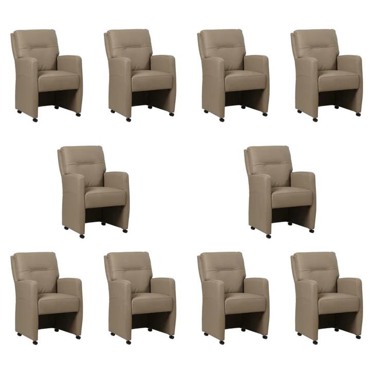 Set van 10 Leren eetkamerstoelen Sharp - Toledo Mocca, Maison & Meubles, Chaises, Enlèvement ou Envoi
