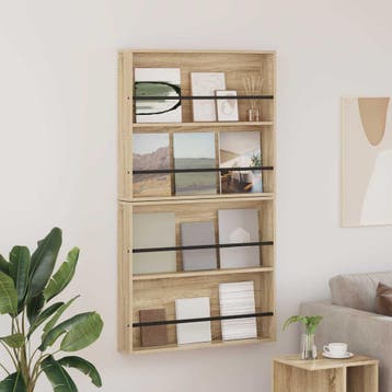 vidaXL Tijdschriftenrek 2 st Sonoma Eik 80 x 12 x 70 cm, Verzenden