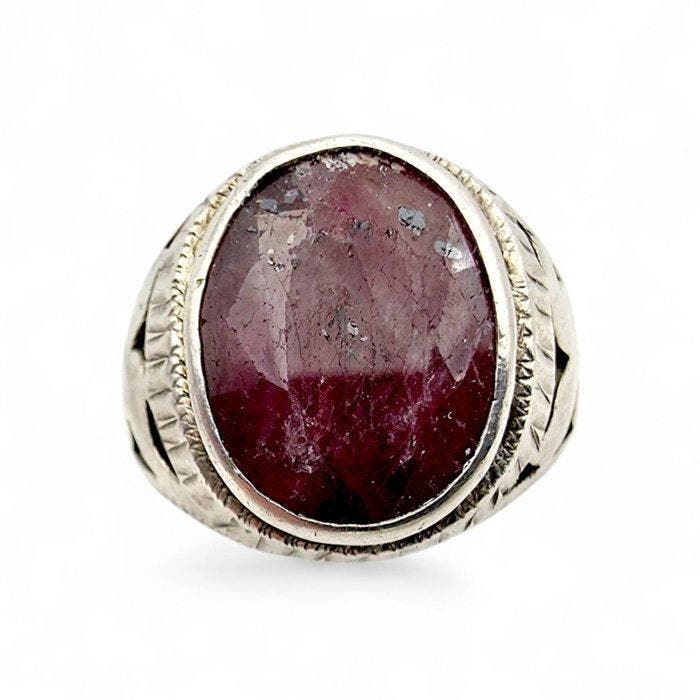 Sans prix de réserve - Bague Argent - Ruby (Certifié), Bijoux, Sacs & Beauté, Bagues