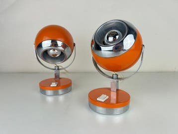 Tafellamp (2) - Paar Eyeball-lampen Space Age uit de jaren