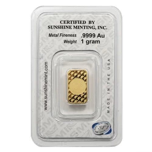 1 gram - Goud .999 - 1g .9999 Fine Gold Bar USA Sunshine, Postzegels en Munten, Edelmetalen en Baren