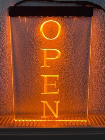OPEN neon bord lamp LED verlichting reclame lichtbak VERTICA, Verzenden, Nieuw