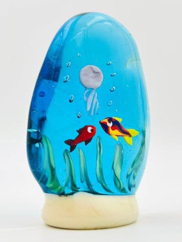 Handmade Murano glass - Sculpture, Acquario - 8 cm - Verre