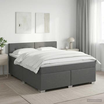 vidaXL Boxspringbed met matras Donkergrijs 160 x 200 cm Stof, Verzenden
