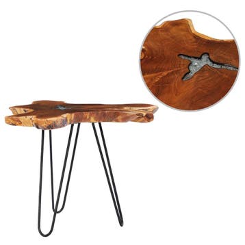 Massief teak salontafel, uniek design. Tweede kansje, OP=OP, Huis en Inrichting, Gebruikt, 50 tot 100 cm, Verzenden, Rustiek