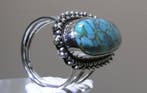 Turquoise ring - Hoogte: 27 mm - Breedte: 36.3 mm- 8.2 g -