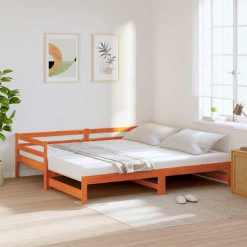 vidaXL Slaapbank met onderschuifbed 90x200 cm massief, Verzenden, Nieuw