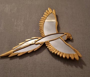 Wandspiegel - Glas, Hars - Vliegende vogel spiegel, Antiek en Kunst