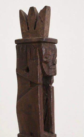 Vintage Hand-Carved Wooden Totem - Sculpture -