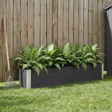 vidaXL Verhoogde plantenbak Zwart 200 x 30 x 36 cm WPC en, Tuin en Terras, Verzenden, Nieuw