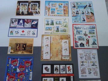 France 2010/2011 - Lot timbres blocs timbres feuillets MNH, Gestempeld