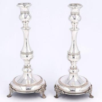 Objets de culte juif (2) - Argent 925 - 1960-1970 - Bougeoir, Antiquités & Art