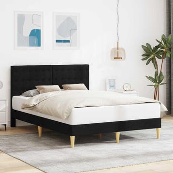 vidaXL Bedframe met hoofdeinde Zwart 140 x 190 cm Stof, Verzenden, Nieuw