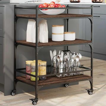 vidaXL Keukentrolley 65x40x86,5 cm bewerkt hout bruin, Verzenden, Nieuw